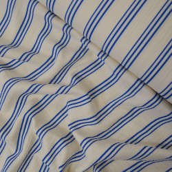 Double gaze de coton à rayures bleues - Calissone