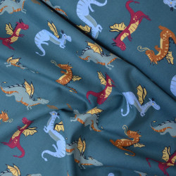 Popeline de coton Dragons - Calissone