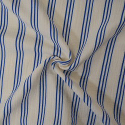 Double gaze de coton à rayures bleues - Calissone
