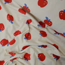 Jersey coton Pommes rouges et bleues - Calissone