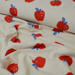 Jersey coton Pommes rouges et bleues - Calissone