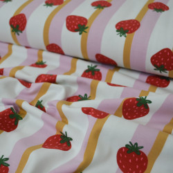 Jersey coton Fraises et rayures - Calissone