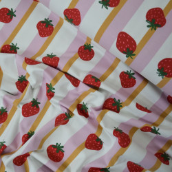 Cotton jersey Strawberries and stripes - Calissone