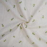 Double gaze de coton brodée - Poires vertes - Calissone