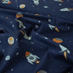 Popeline de coton Espace - Bleu marine - Calissone