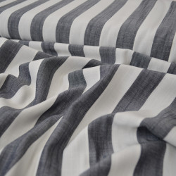 Viscose tissée à larges rayures - Bleu marine - Calissone