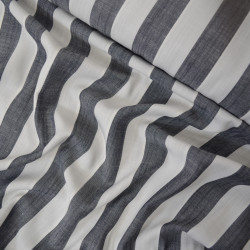 Viscose woven with wide stripes - Navy blue - Calissone