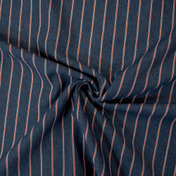 Denim à rayures - Bleu foncé et rouge - Calissone