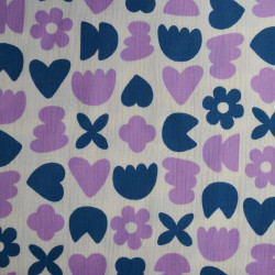 Double cotton gauze Peace - Blue and lavender - Calissone