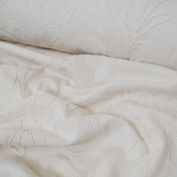 Gabardine florale brodée - Ecru - Calissone