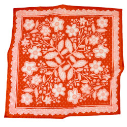 Foulard / Bandana en coton 55cm - Indienne florale brique - Calissone