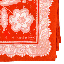 Foulard / Bandana en coton 55cm - Indienne florale brique - Calissone