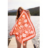 Cotton scarf / Bandana 55cm - Indian floral brick - Calissone