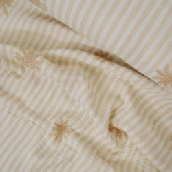 Double gaze de coton rayée avec palmiers brodés - Beige - Calissone