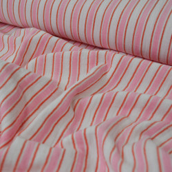 Double cotton gauze with pink stripes - Calissone