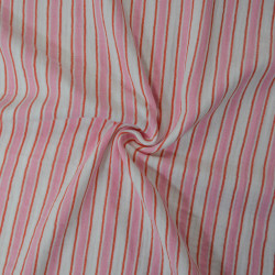 Double gaze de coton à rayures roses - Calissone