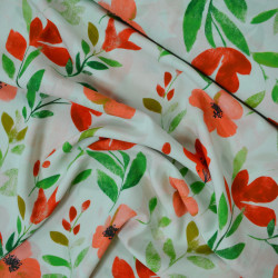 Viscose florale - Rouge et vert - Calissone