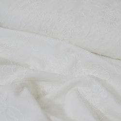 Voile de coton brodé floral blanc - Calissone