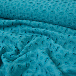 Broderie anglaise de lin - Bleu turquoise - Calissone