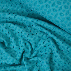 Broderie anglaise de lin - Bleu turquoise - Calissone
