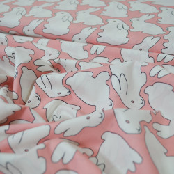 Popeline de coton lapins - Rose - Calissone