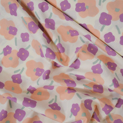 Popeline de coton flower art - Purple - Calissone