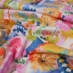 Satin de coton color patchwork - Jaune - Calissone