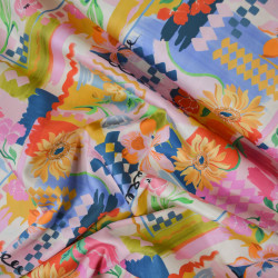 Satin de coton color patchwork - Jaune - Calissone