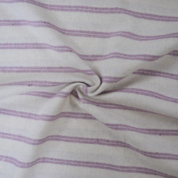 Striped linen - Ecru and pink with sequins - Calissone