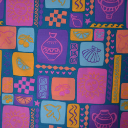 Popeline de coton summer patchwork - Bleu pétrole - Calissone