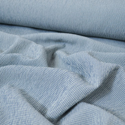 Seersucker vichy petits carreaux - Bleu gris - Calissone