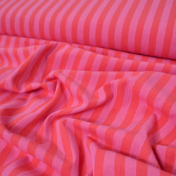 Popeline de coton tissée à rayures - Rose - Calissone