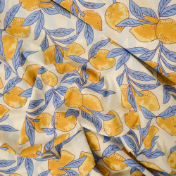 Lemon block print cotton poplin - Calissone