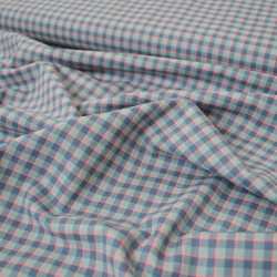 Coton tissé vichy - Bleu acier - Calissone