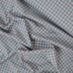 Coton tissé vichy - Bleu acier - Calissone