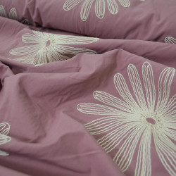 Coton brodé floral - Terracotta - Calissone