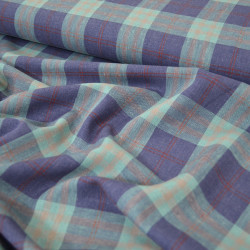 Viscose lin tissé vichy - Bleu turquoise et bleu lavande - Calissone
