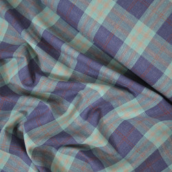 Viscose lin tissé vichy - Bleu turquoise et bleu lavande - Calissone