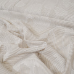 Striped cotton jacquard with embroidered flowers - Sand - Calissone