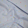 Coton brodé rayures bleues et pois multicolores - Calissone