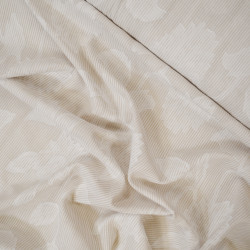 Jacquard de coton à rayures aux fleurs brodées - Sable - Calissone