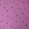 Double embroidered cotton gauze - Flowers and foliage - Pink - Calissone
