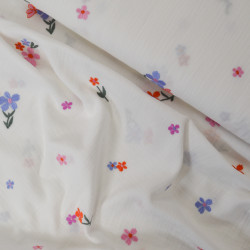 Double gaze de coton brodée florale - Ecru - Calissone