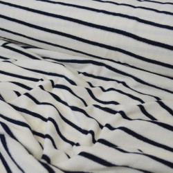 Striped terrycloth jersey - Ecru / Navy blue - Calissone