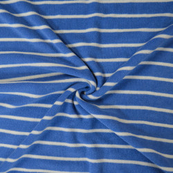 Jersey éponge à rayures - Bleu / Ecru - Calissone