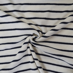 Jersey éponge à rayures - Ecru / Bleu marine - Calissone