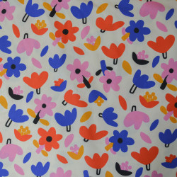 Cotton poplin flowers - Ecru and blue - Jennifer Bouron - Calissone