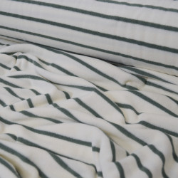 Striped terrycloth jersey - Ecru / Sage green - Calissone