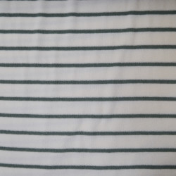 Jersey éponge à rayures - Ecru / Vert sauge - Calissone