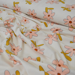Jersey de coton floral - Rose Ochre Ecru - Jennifer Bouron - Calissone